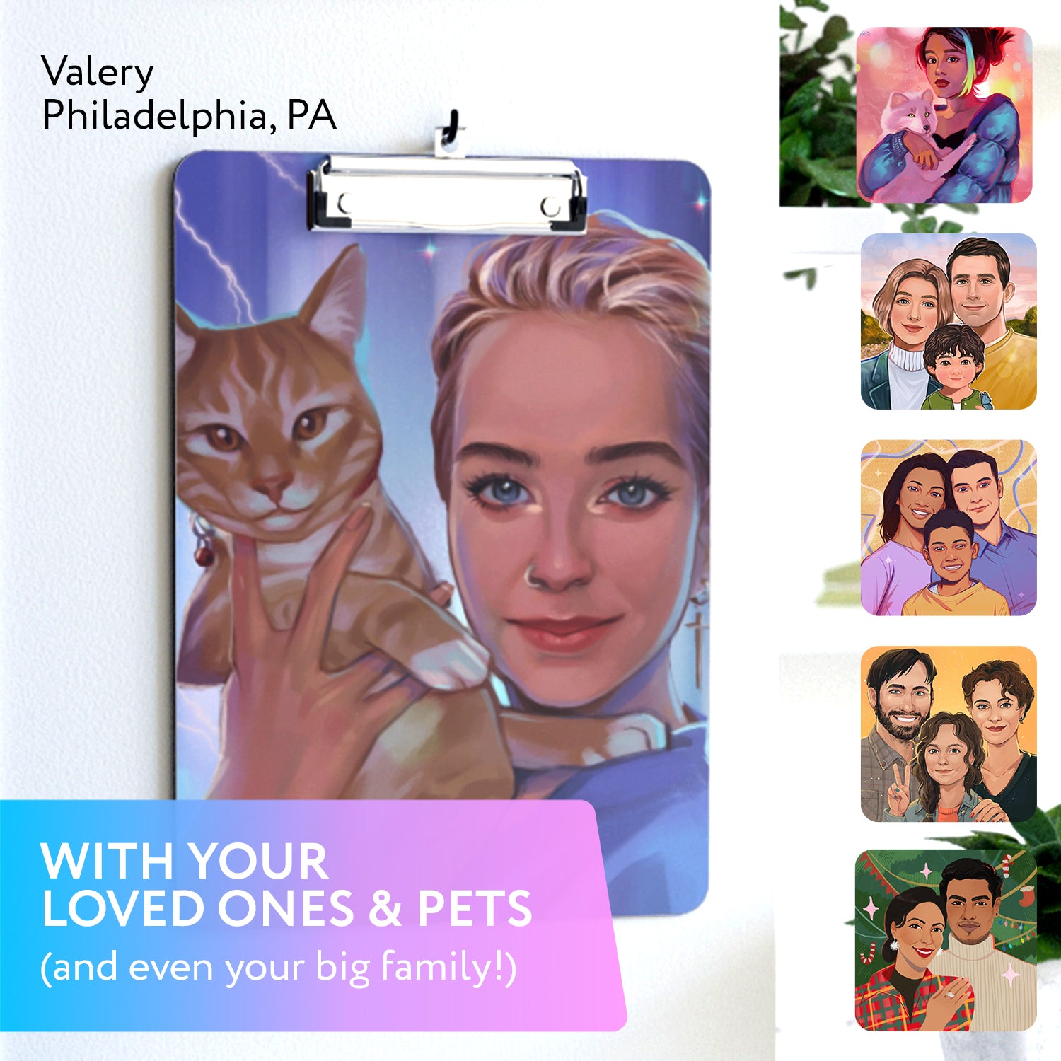 Clipboard with personalized portrait