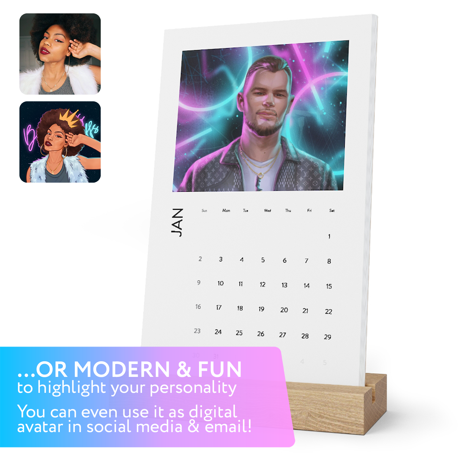 Desk Calendar with personalized portrait