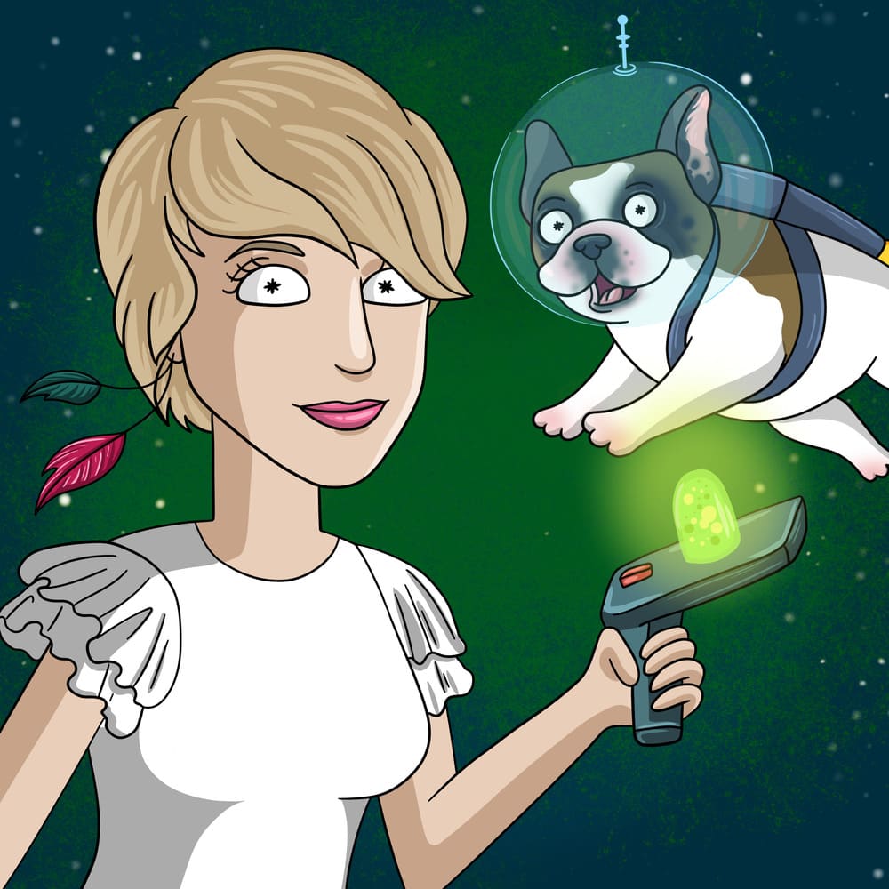Portrait with Pet in Rick and Morty Style
