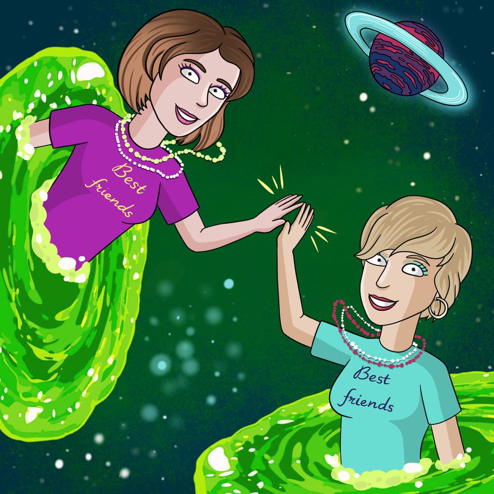 Best Friend Portrait in Rick and Morty Style