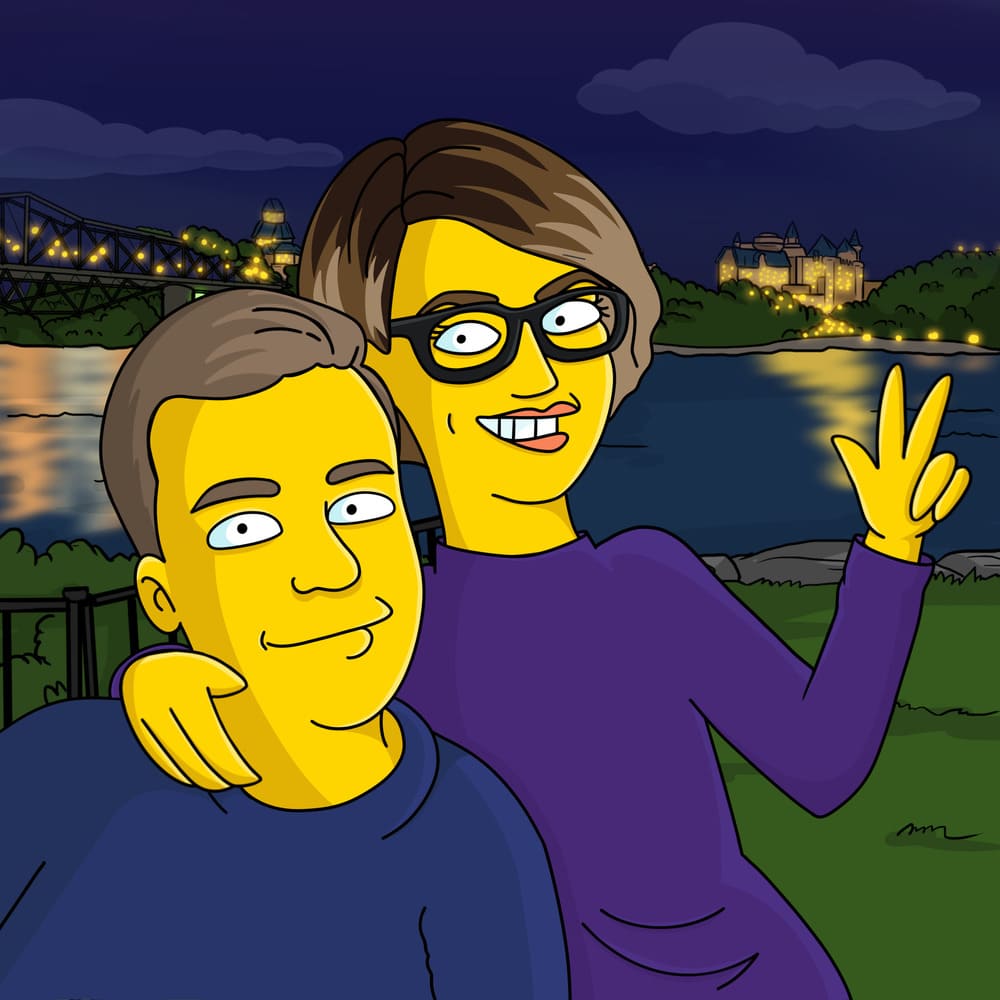 Best Friend Portrait in Simpsons Art Style