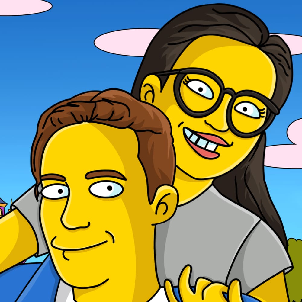 Couple Portrait in Simpsons Art Style