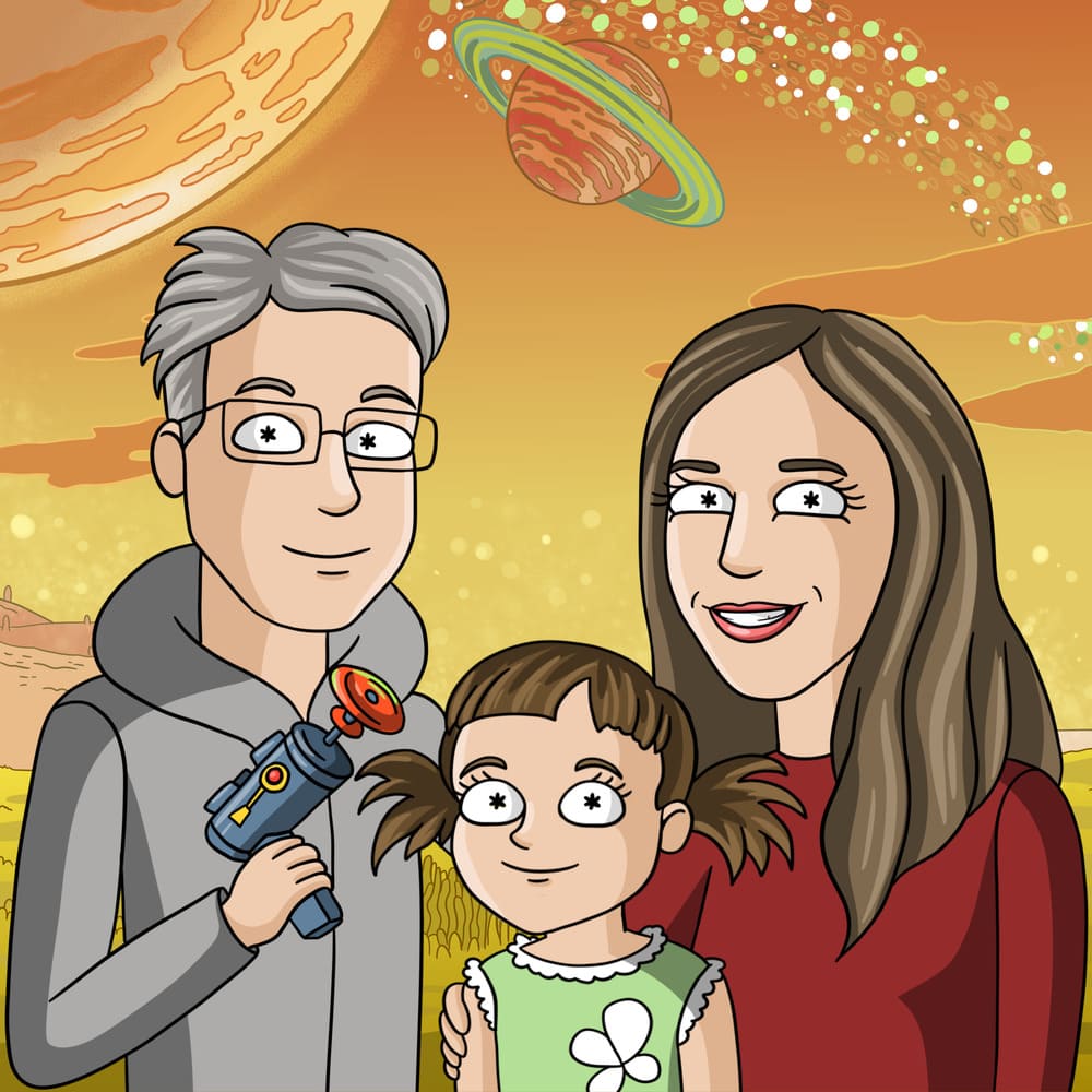Family Portrait in Rick and Morty Style