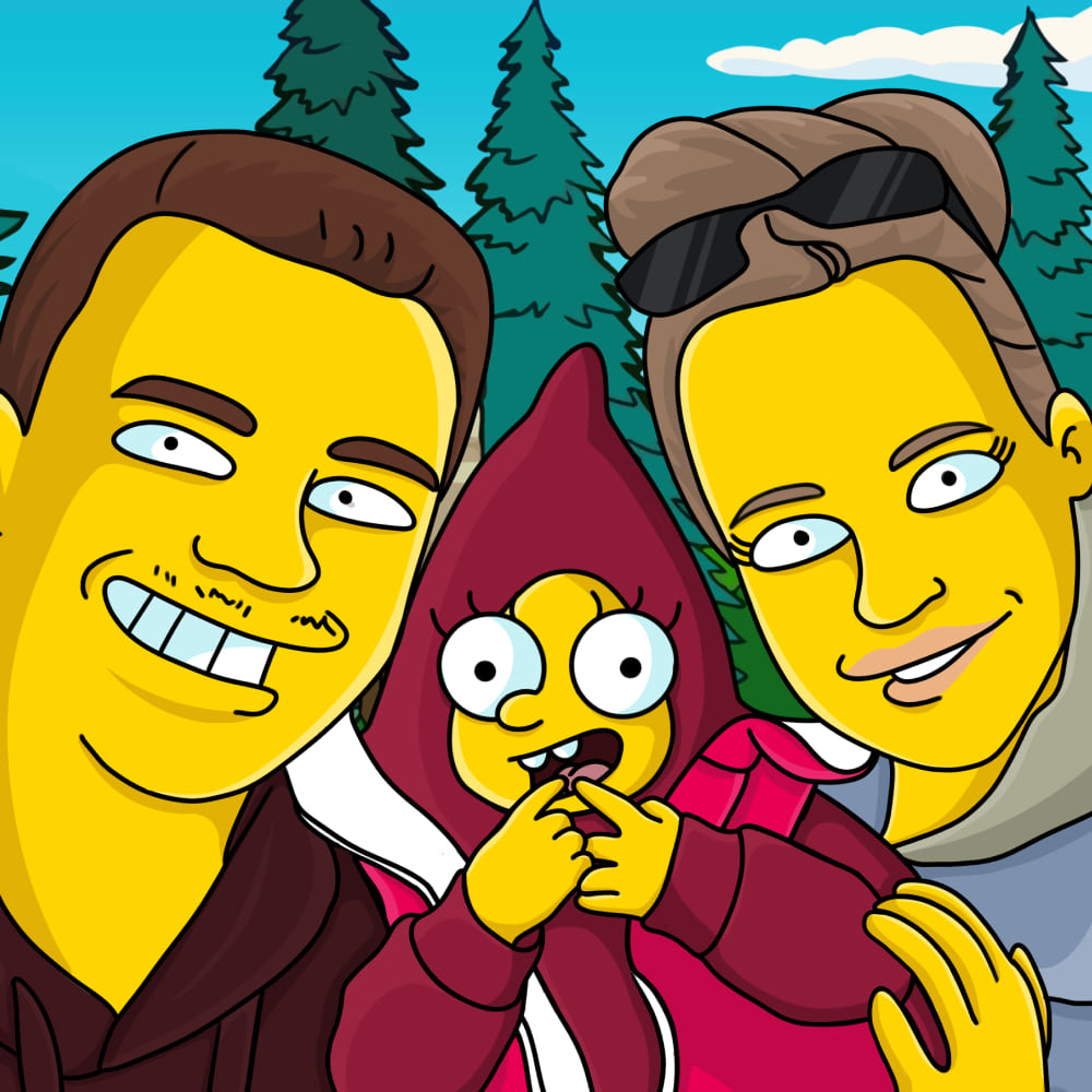 Family Portrait in Simpsons Art Style