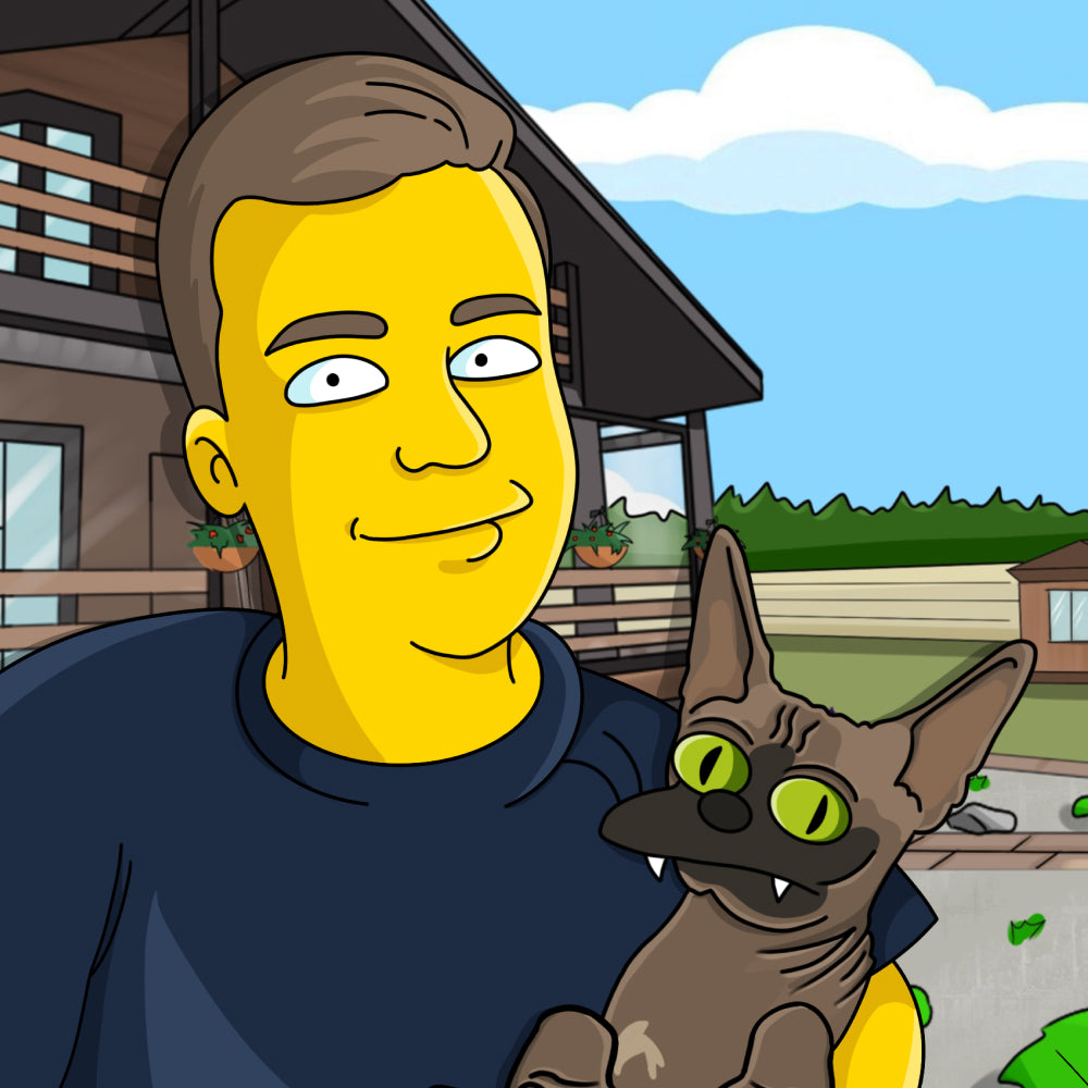 Custom Portrait with Pet in Simpsons Art Style
