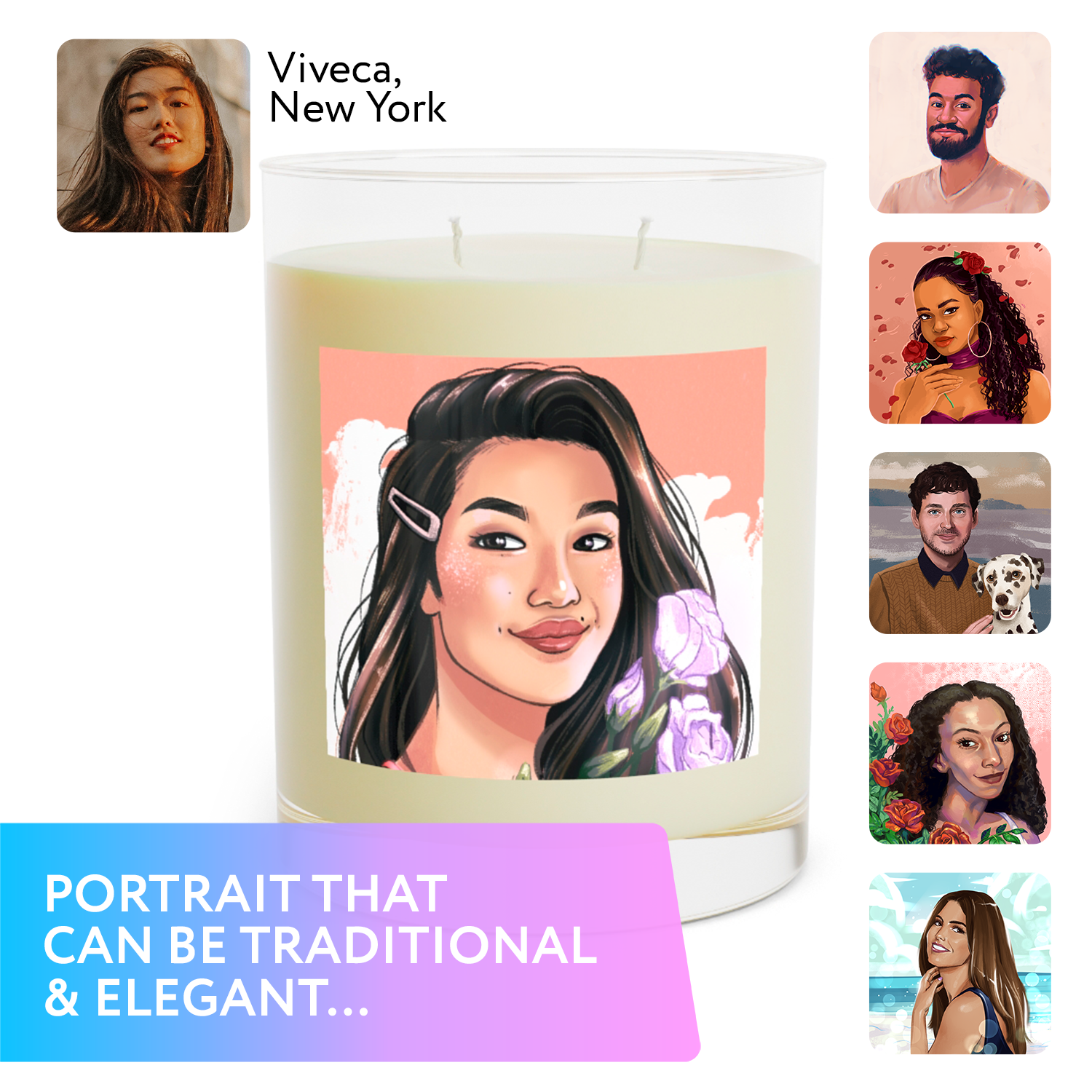 Scented Candle with personalized portrait